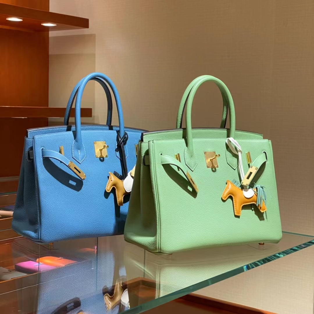 HERMES 爱马仕 Birkin铂金包 金扣 博思普鲁斯绿 牛油果绿 25cm