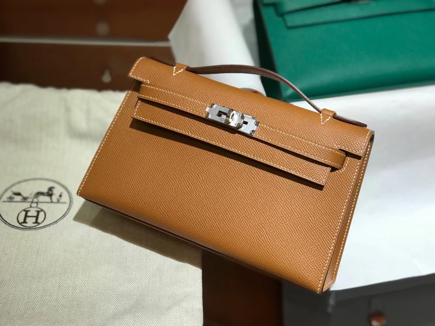 爱马仕 HERMES Mini Kelly 一代  金棕 Epsom 配全套专柜原包装