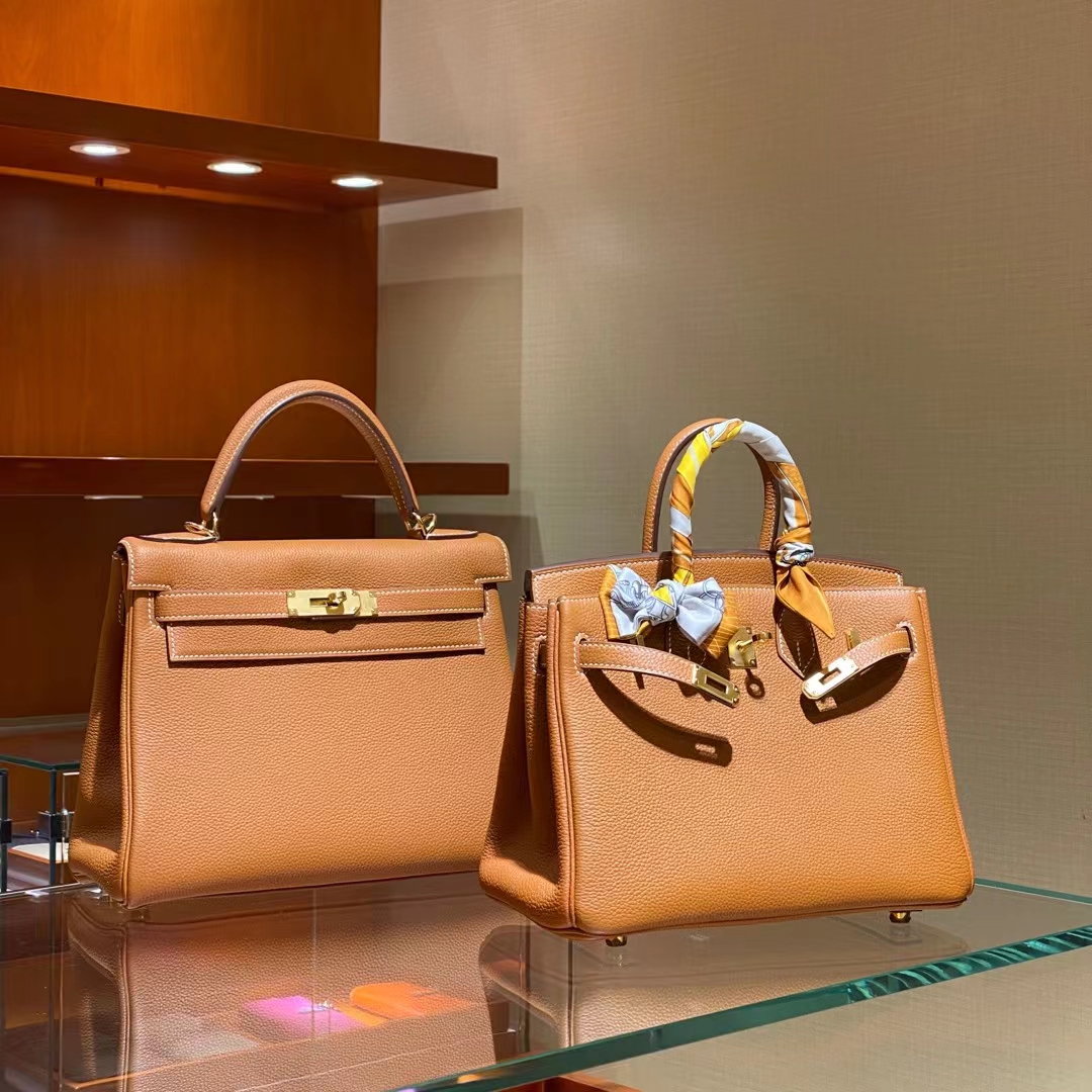 HERMES 爱马仕 Birkin铂金包 金扣 金棕色 Kelly 凯莉包