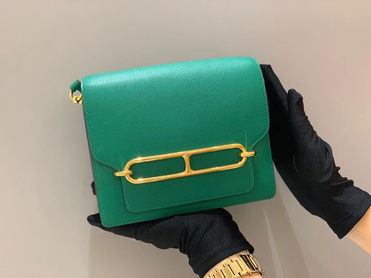 HERMES官网 香港爱马仕 金扣 代工厂出品 苹果绿 猪鼻子包 Roulis
