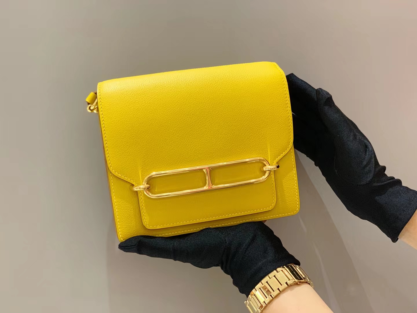 HERMES官网 香港爱马仕 金扣 代工厂出品 琥珀黄 猪鼻子包 Roulis