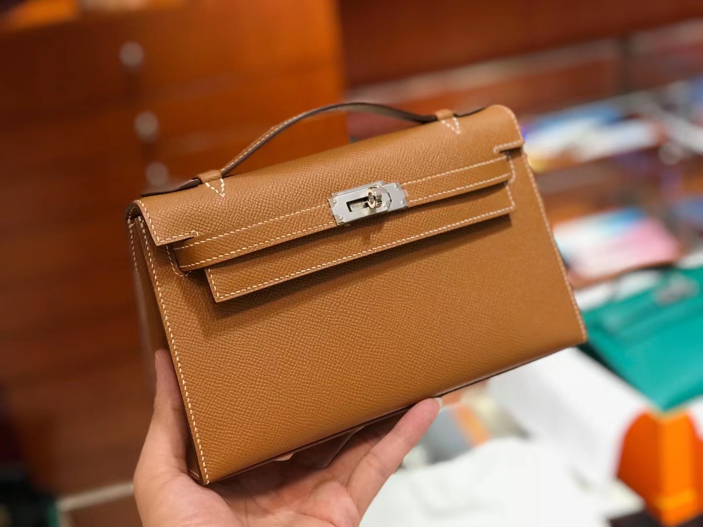 爱马仕 HERMES Mini Kelly 一代  金棕 Epsom 配全套专柜原包装