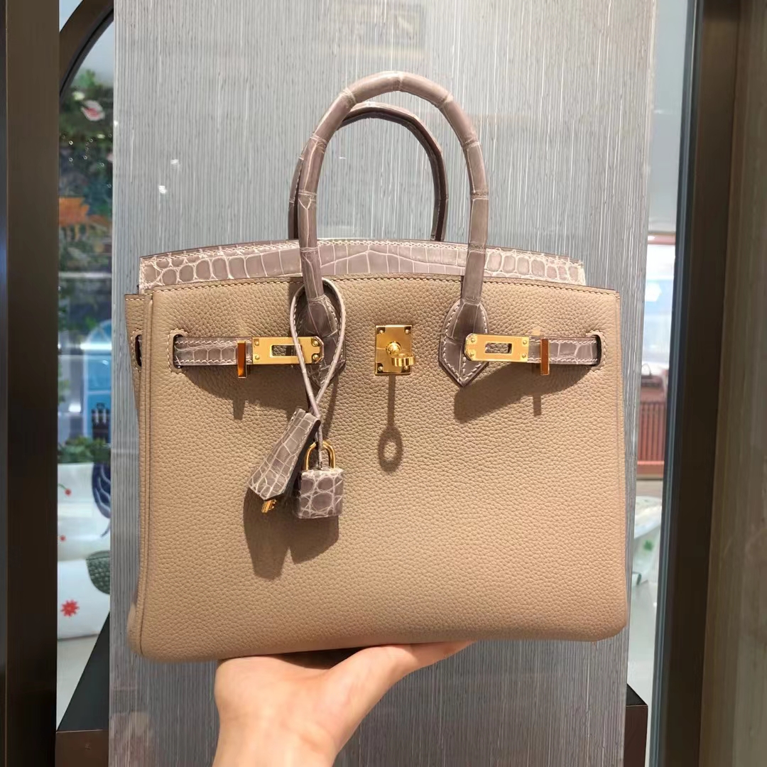 HERMES 香港爱马仕官网 Birkin铂金包 银扣 杏色 tc拼鳄鱼皮-铂金女王 HERMES 香港爱马仕官网 Birkin铂金包 银扣 杏色 tc拼鳄鱼皮