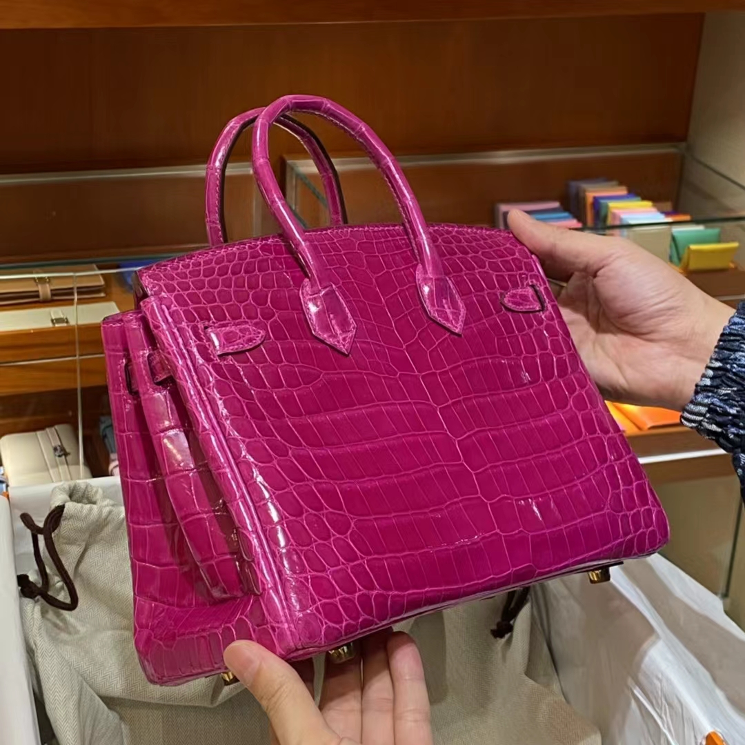 HERMES 爱马仕 铂金包 Birkin 金扣 鳄鱼肚皮 天方夜谭紫