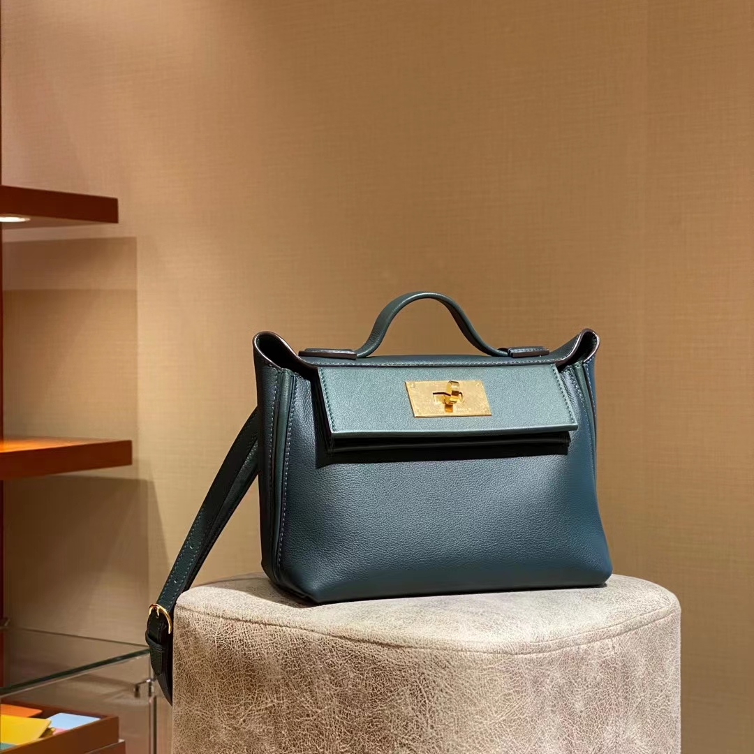 HERMES 爱马仕官网推荐 kelly24/24 松石绿 金扣 接受订单
