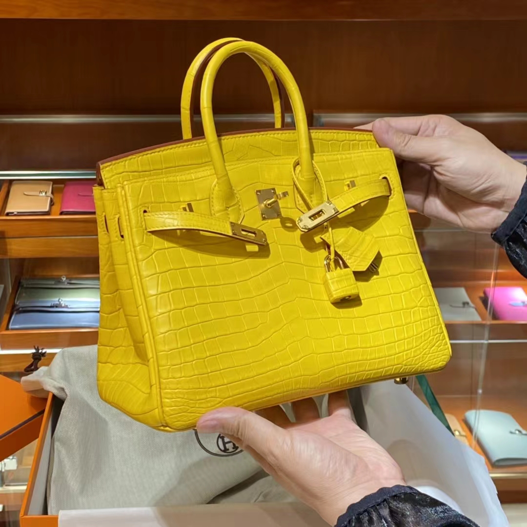HERMES 香港爱马仕官网 铂金包 Birkin 金扣 柠檬黄