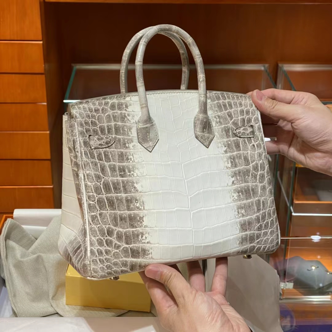 HERMES 爱马仕 铂金包 Birkin 金扣 鳄鱼肚皮 喜马拉雅