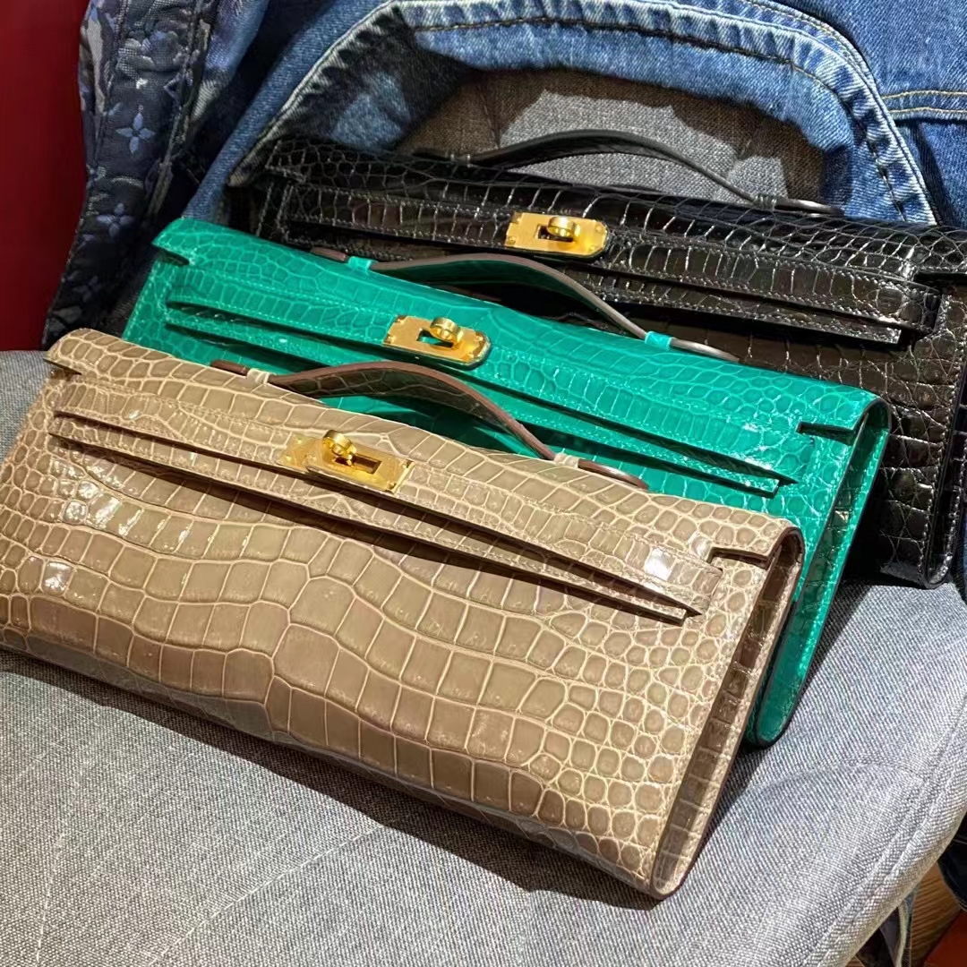 爱马仕香港官网 鳄鱼皮 金银扣 纹路清晰 手感超级好 完胜正品 KellyCut