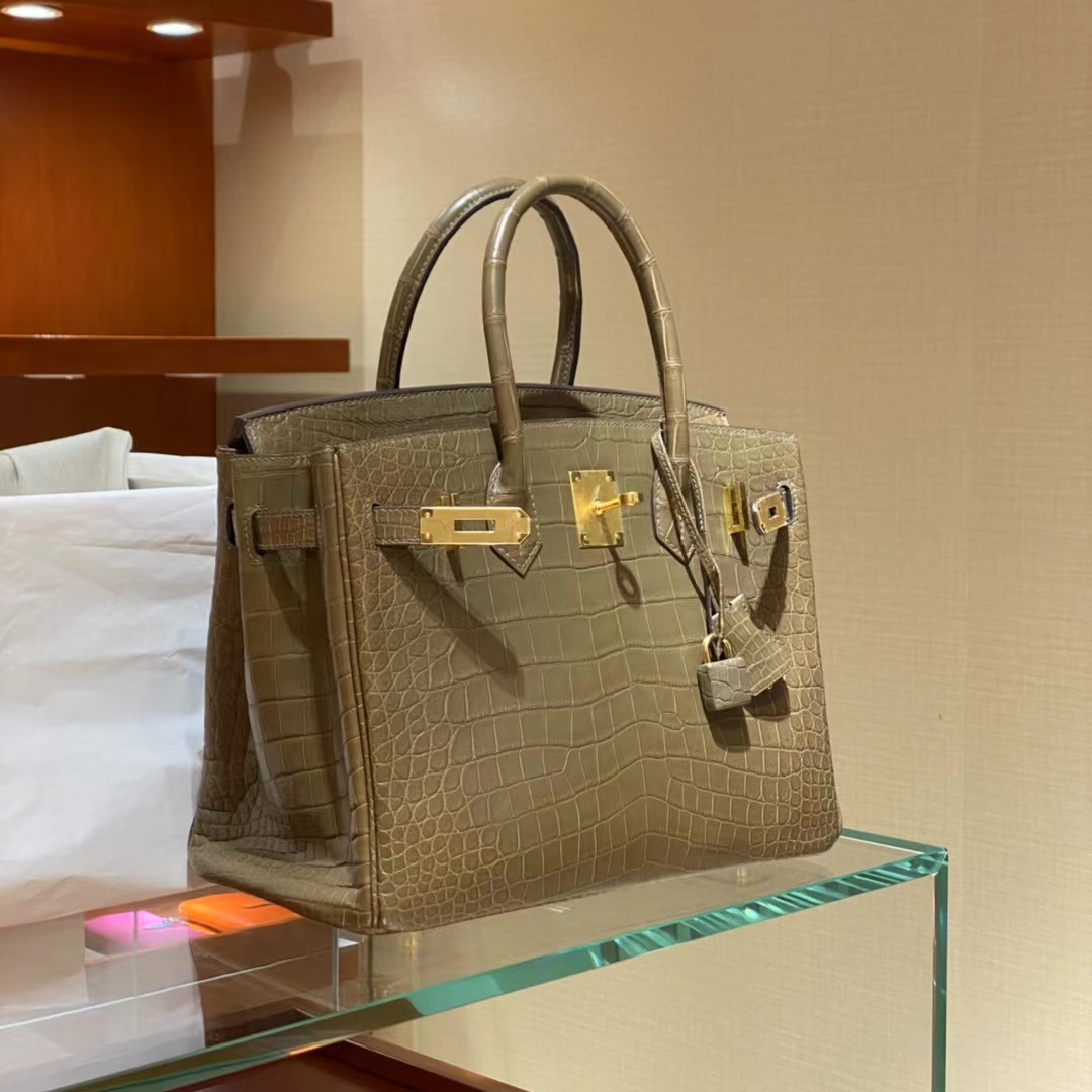 HERMES 香港爱马仕官网 铂金包 Birkin 金扣 维罗纳绿