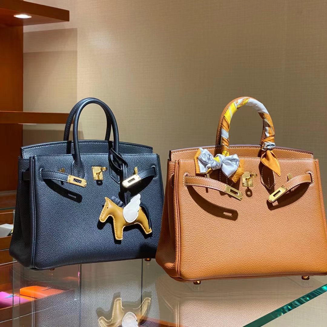 HERMES 爱马仕 Birkin铂金包 金扣 经典黑 金棕色 25cm-铂金女王 HERMES 爱马仕 Birkin铂金包 金扣 经典黑 金棕色 25cm