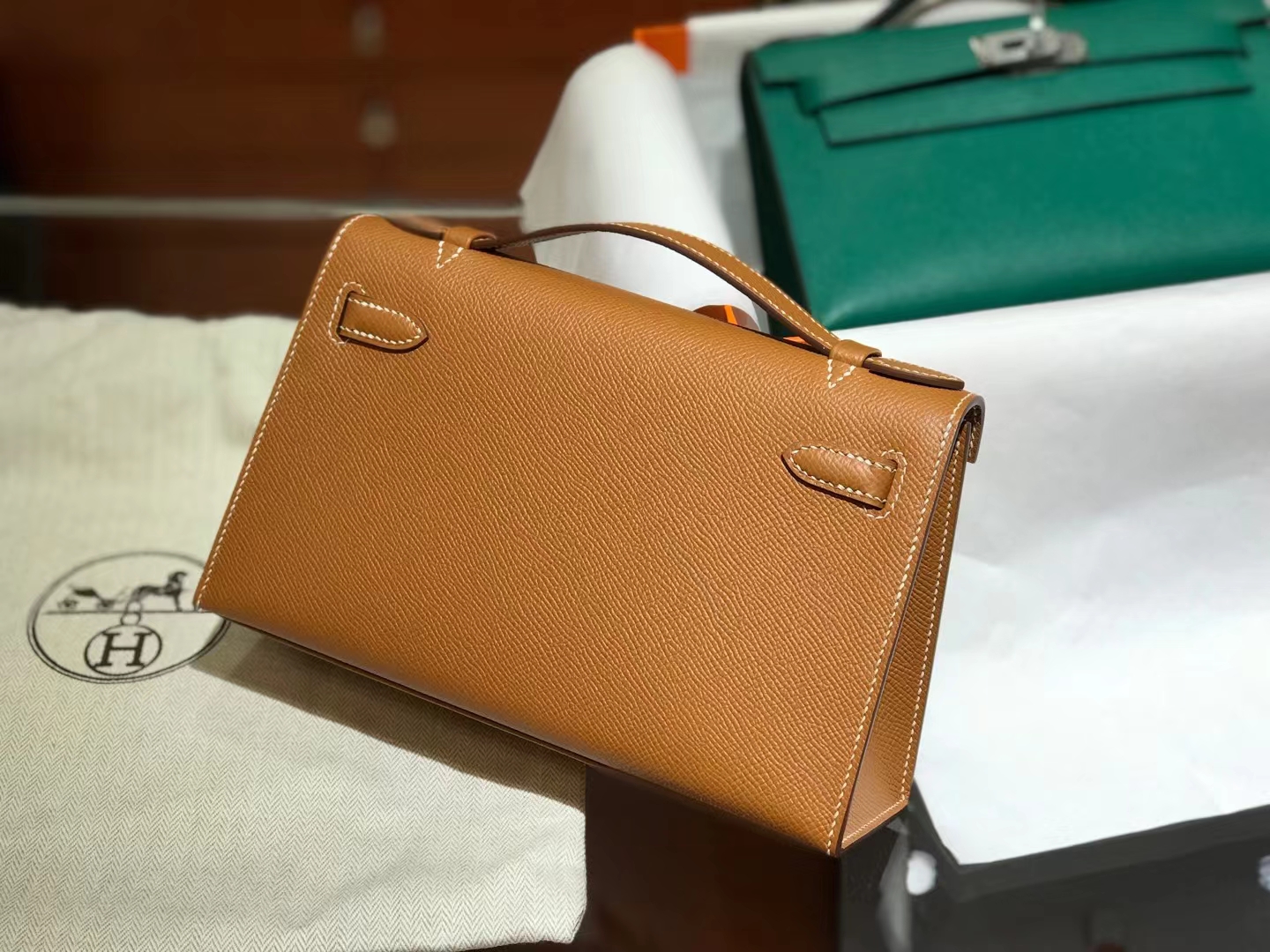 爱马仕 HERMES Mini Kelly 一代 金棕 Epsom 配全套专柜原包装-铂金女王 爱马仕 HERMES Mini Kelly 一代 金棕 Epsom 配全套专柜原包装