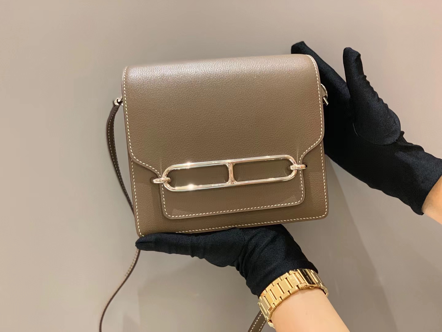 HERMES官网 香港爱马仕 银扣 代工厂出品 大象灰 猪鼻子包 Roulis