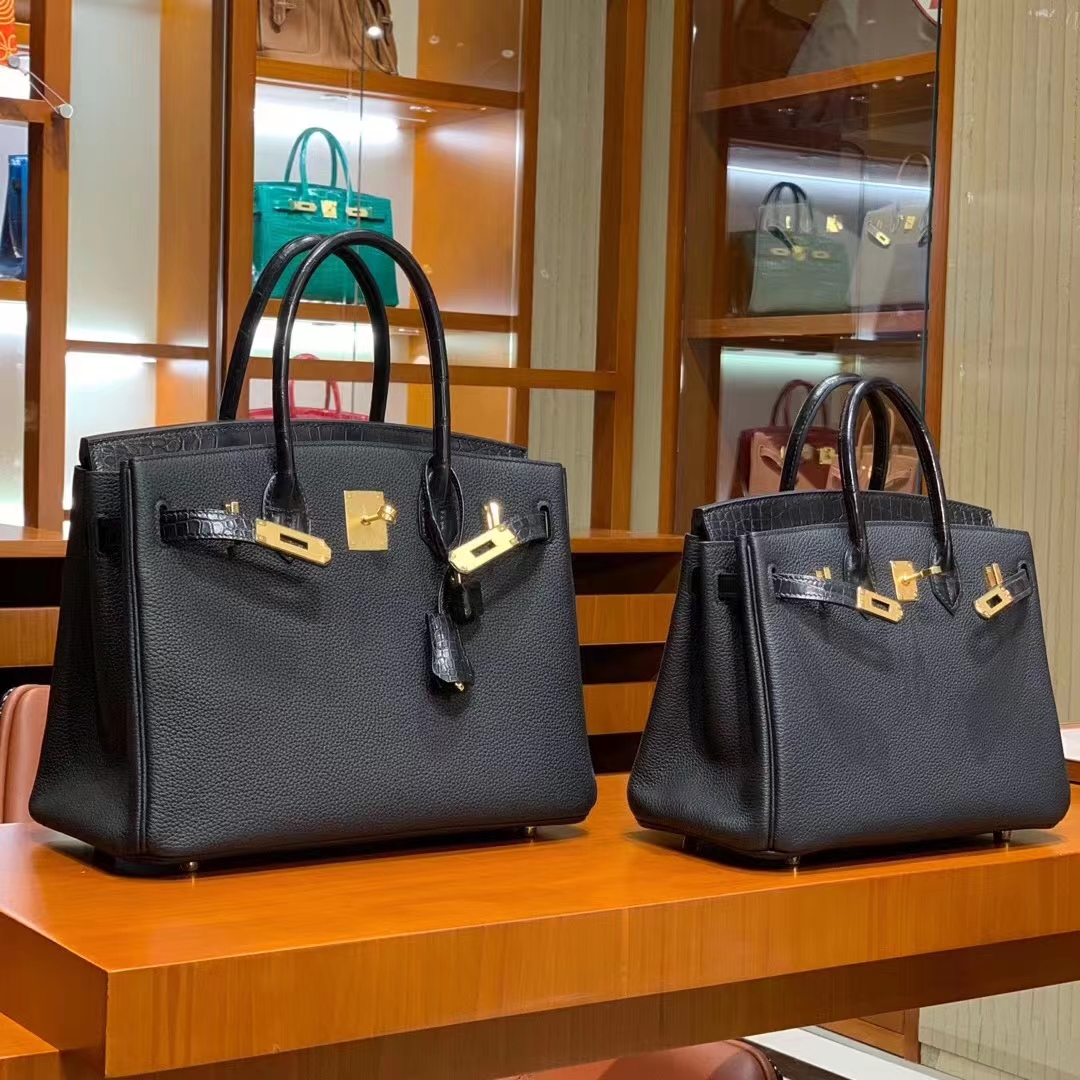 HERMES 香港爱马仕官网 Birkin铂金包 黑金 tc拼鳄鱼皮-铂金女王 HERMES 香港爱马仕官网 Birkin铂金包 黑金 tc拼鳄鱼皮