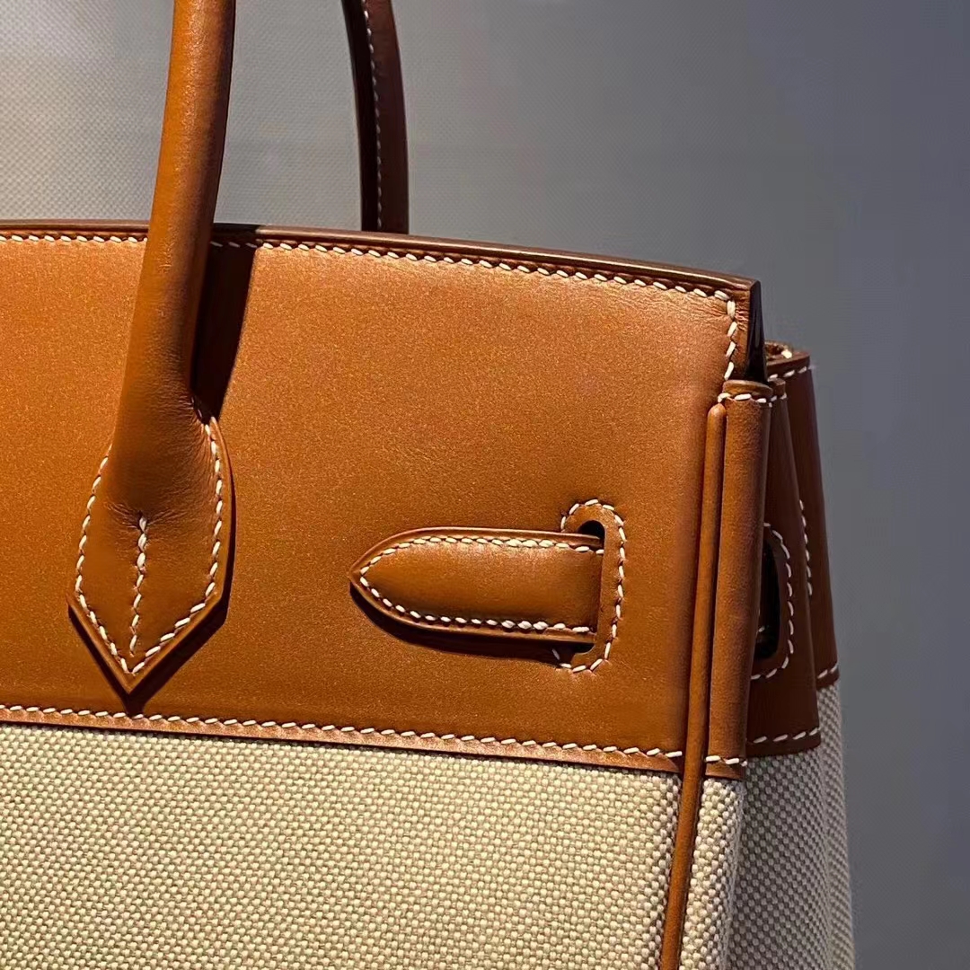 Birkin 25cm togo皮 配色  过年聚会最美选择 金棕色拼帆布