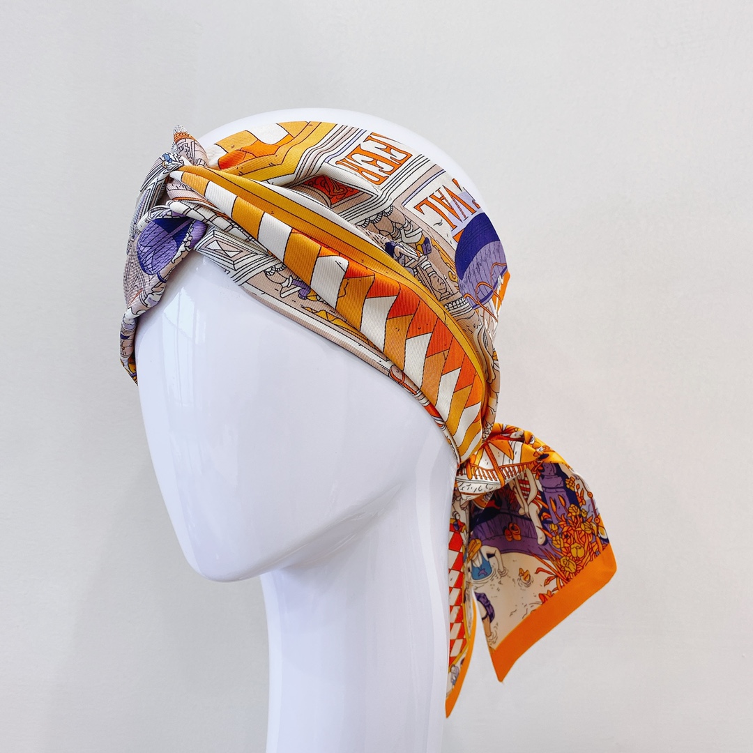 Hermes 《福宝大道 Maxi Twilly 》长巾 橙色 Size：10*160cm 100%桑蚕丝