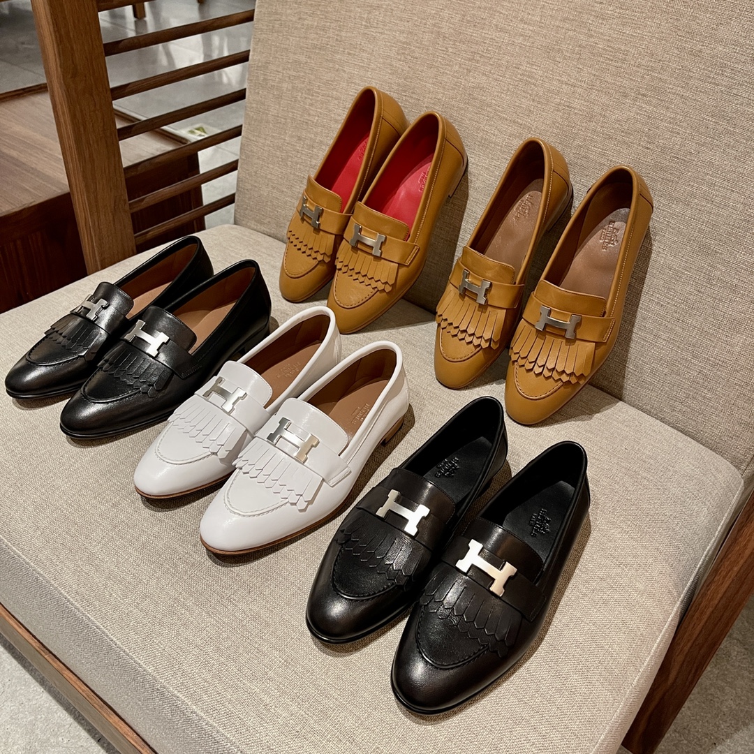 Hermes 爱马仕 乐福鞋 Kelly扣包头鞋 H单鞋-铂金女王 Hermes 爱马仕 乐福鞋 Kelly扣包头鞋 H单鞋