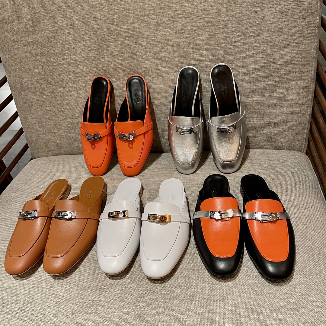 Hermes 爱马仕 乐福鞋 Kelly扣包头半拖 H单鞋-铂金女王 Hermes 爱马仕 乐福鞋 Kelly扣包头半拖 H单鞋