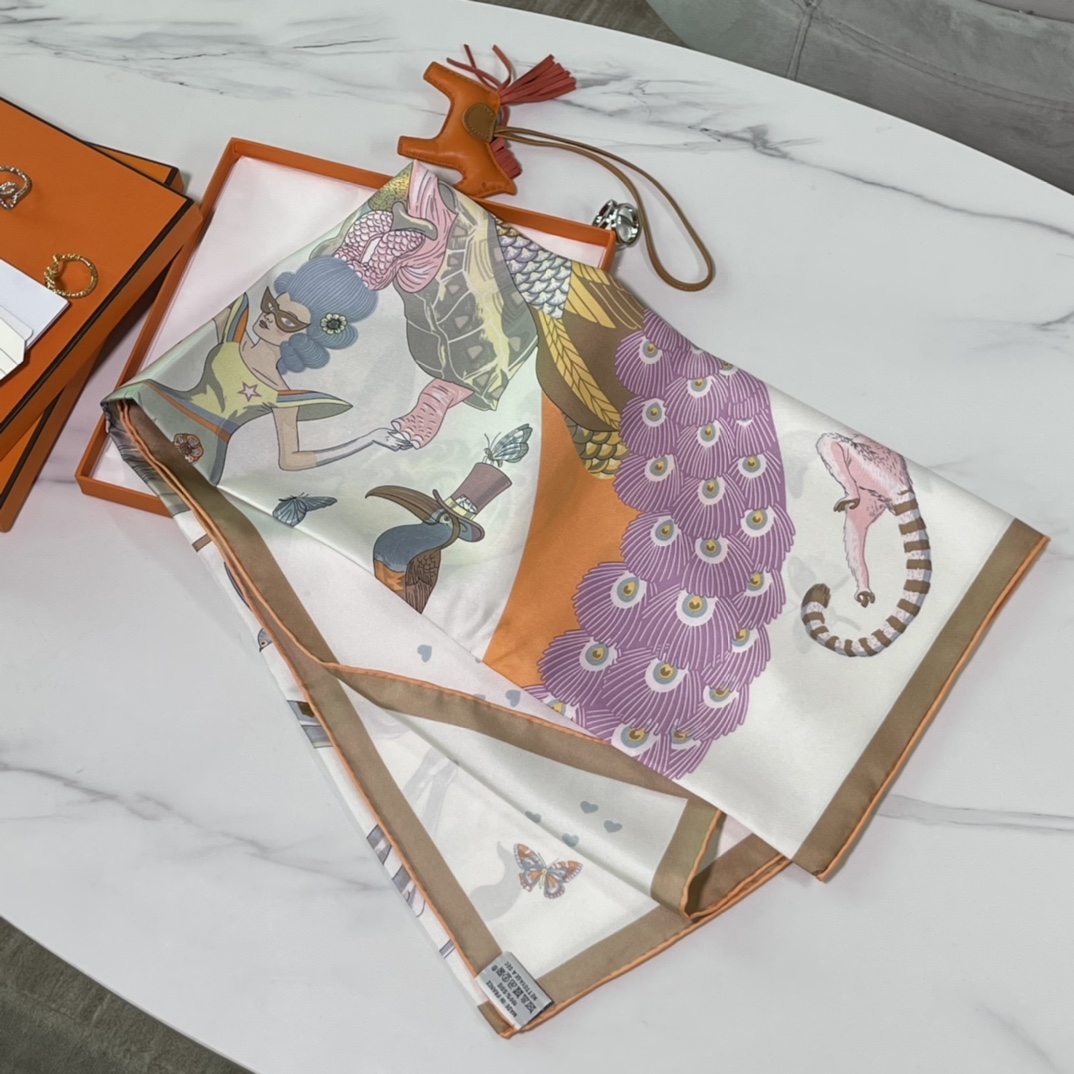 HERMES爱马仕 新品 2022 早春真丝方巾 90*90cm 纯手工包边 100%真丝 原版全套包装