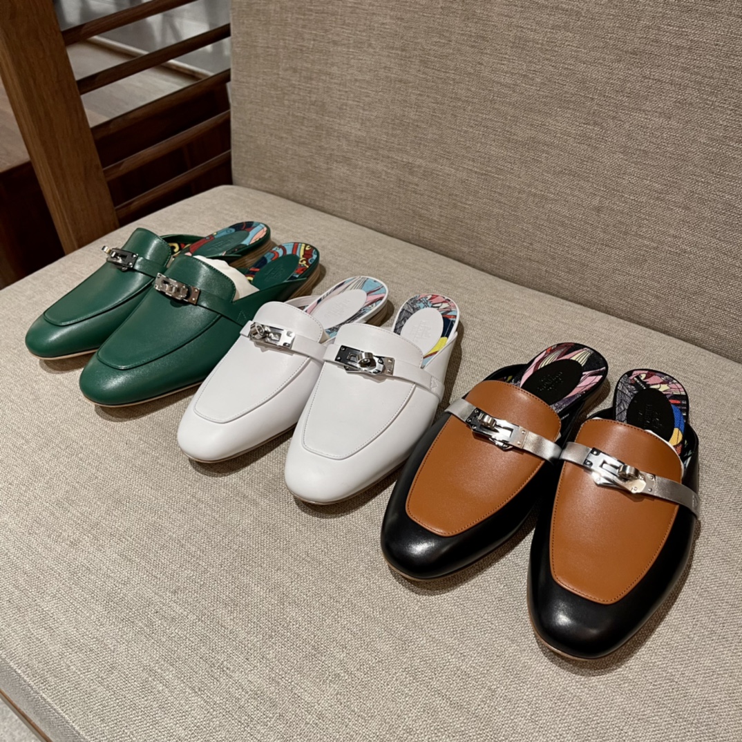Hermes 爱马仕 乐福鞋 Kelly扣包头半拖 H单鞋