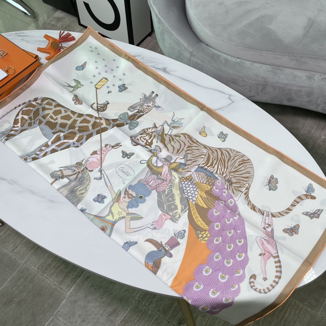 HERMES爱马仕 新品 2022 早春真丝方巾 90*90cm 纯手工包边 100%真丝 原版全套包装