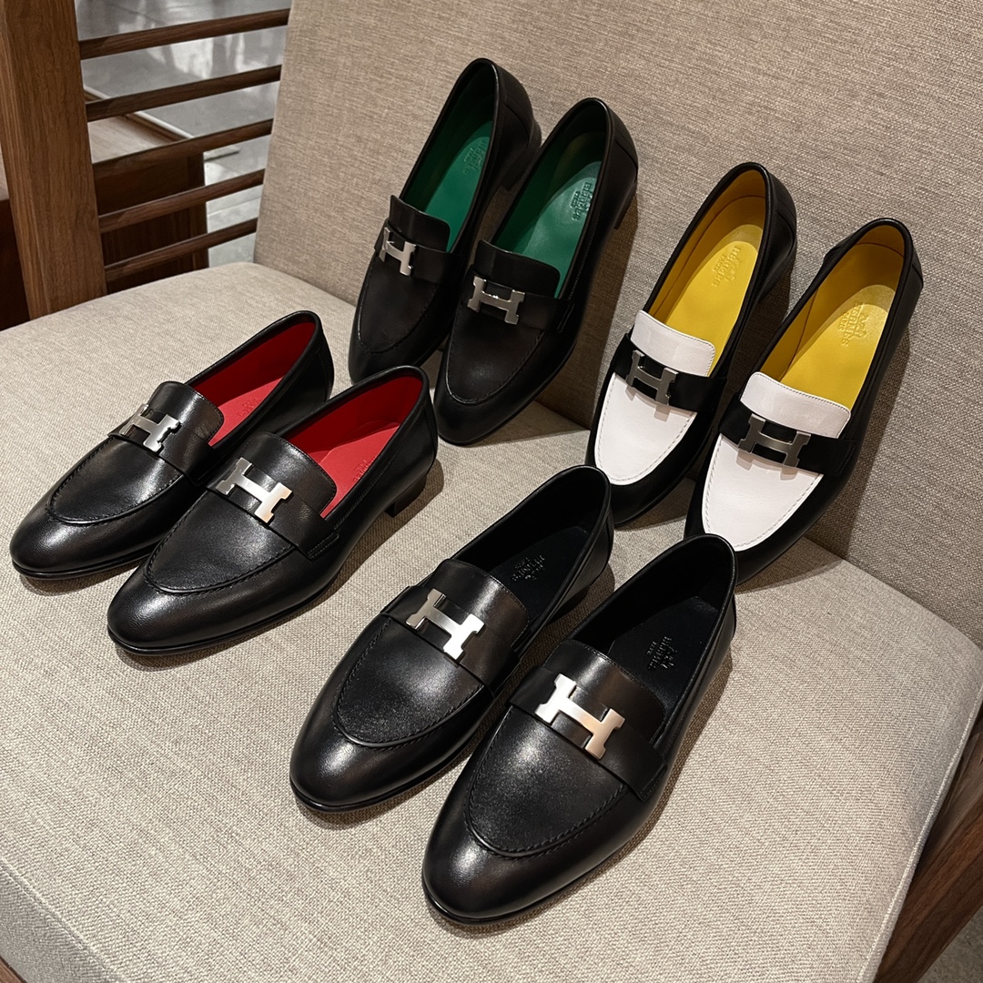 Hermes 爱马仕 乐福鞋 Kelly扣包头鞋 H单鞋-铂金女王 Hermes 爱马仕 乐福鞋 Kelly扣包头鞋 H单鞋