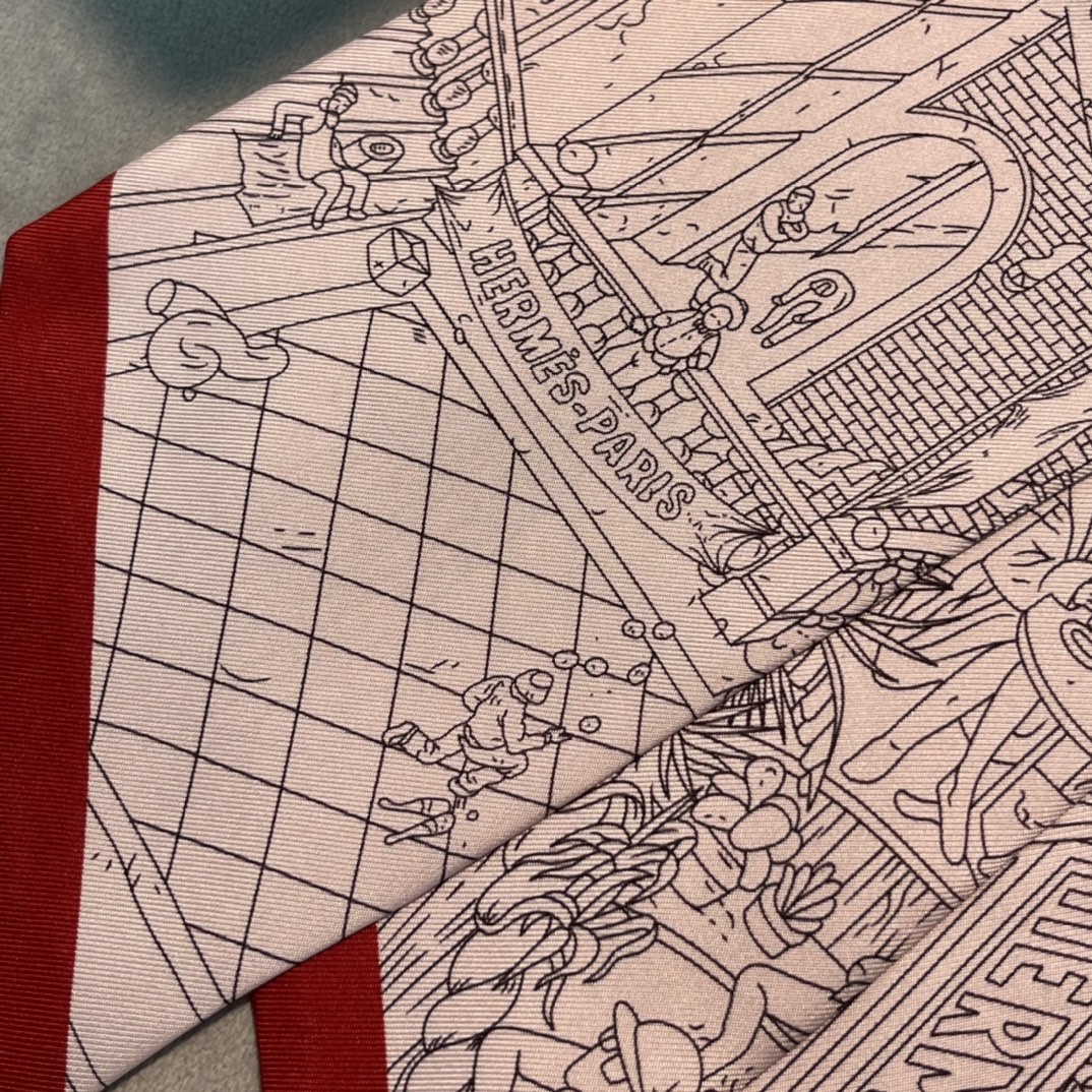 Hermes 《福宝大道 Maxi Twilly 》长巾 粉色 Size：10*160cm 100%桑蚕丝