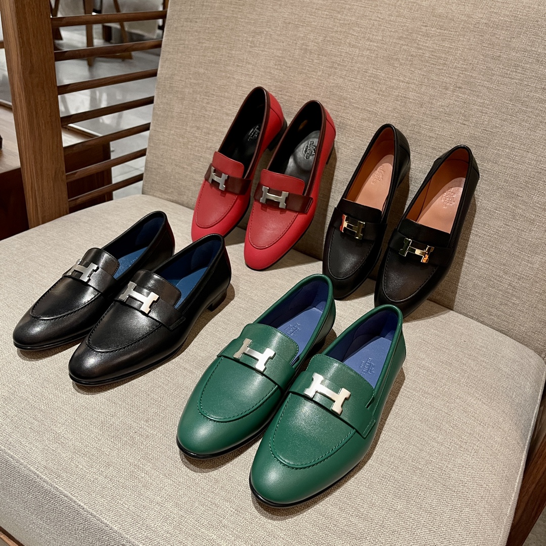 Hermes 爱马仕 乐福鞋 Kelly扣包头鞋 H单鞋-铂金女王 Hermes 爱马仕 乐福鞋 Kelly扣包头鞋 H单鞋