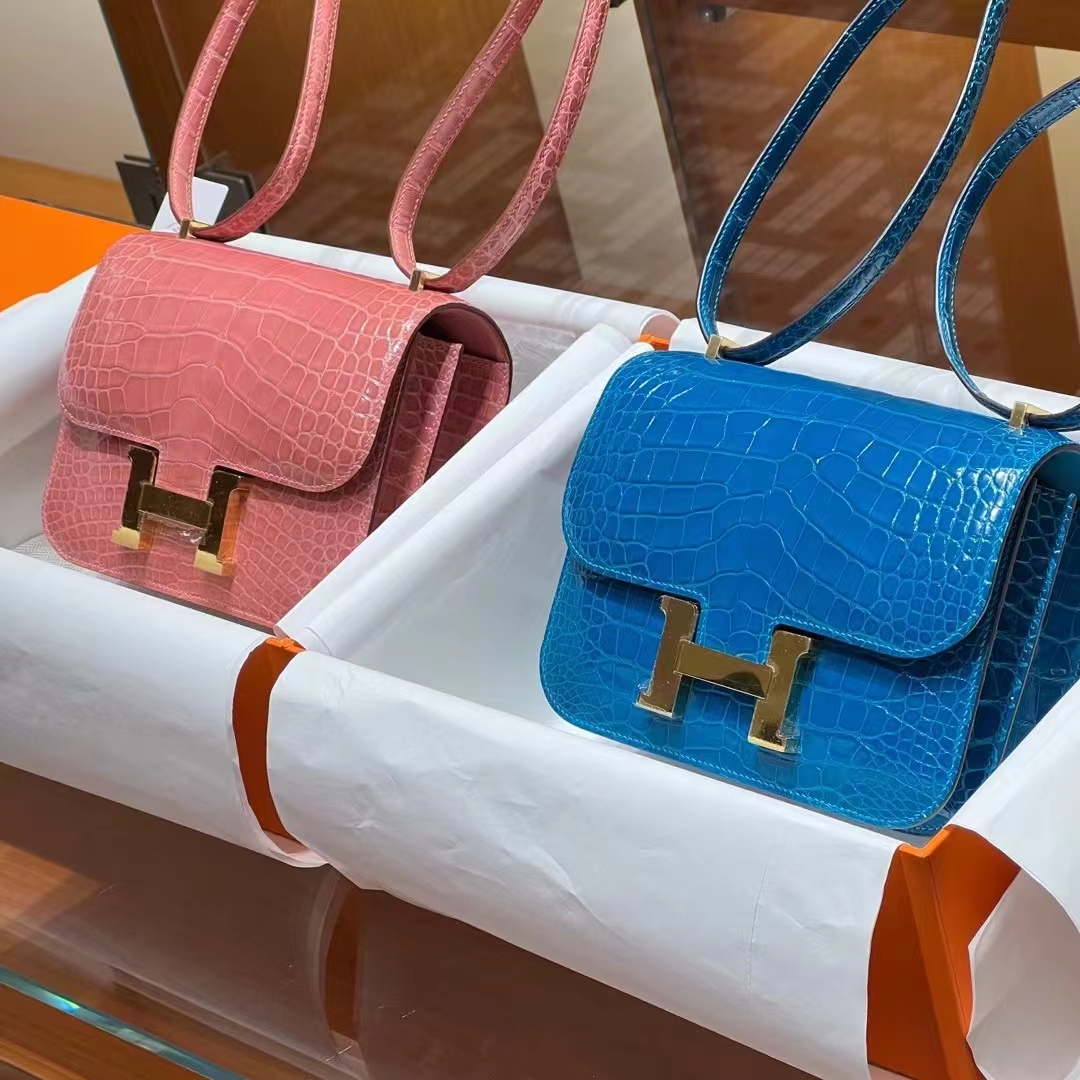 Hermes 爱马仕 Constance18cm 粉色 宝石蓝 现货