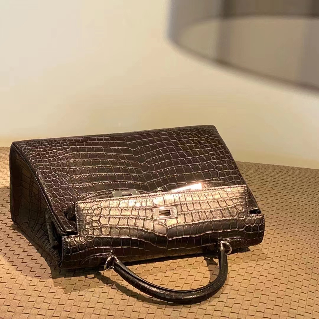 Kelly 25/28cm 美洲鳄鱼 全手工 黑色 金扣 银扣 ️现货