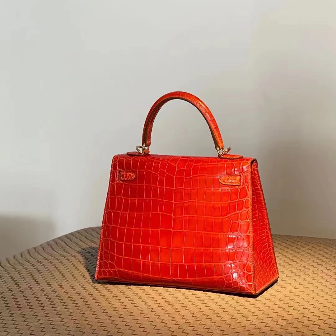 Kelly 25/28cm 美洲鳄鱼 全手工 国旗红 金扣 银扣 ️现货