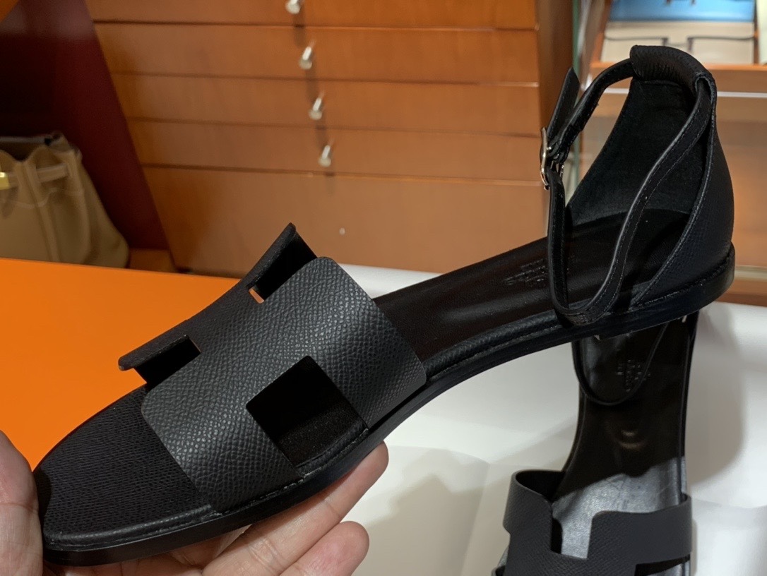 Santorini 爱马仕夏季小牛皮凉鞋 Size:35-41(正码) 纯手工定制 原厂进口牛皮 意大利树羔皮大底