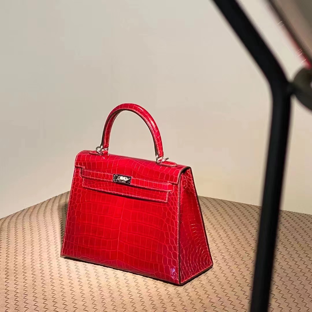 Kelly 25/28cm 美洲鳄鱼 全手工 法拉利红 金扣 银扣 ️现货