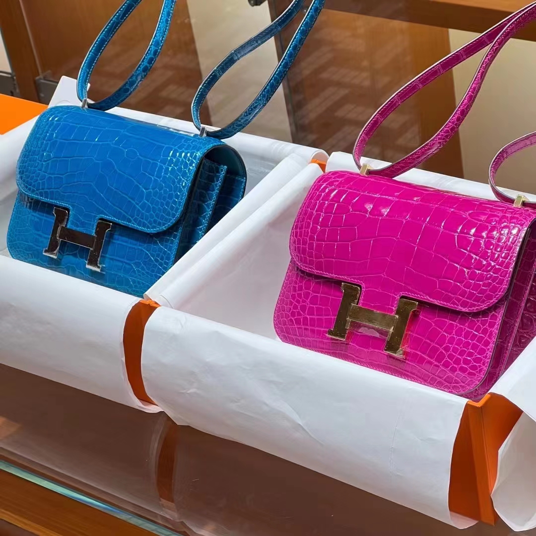 Hermes 爱马仕 Constance18cm 玫粉色 宝石蓝 现货