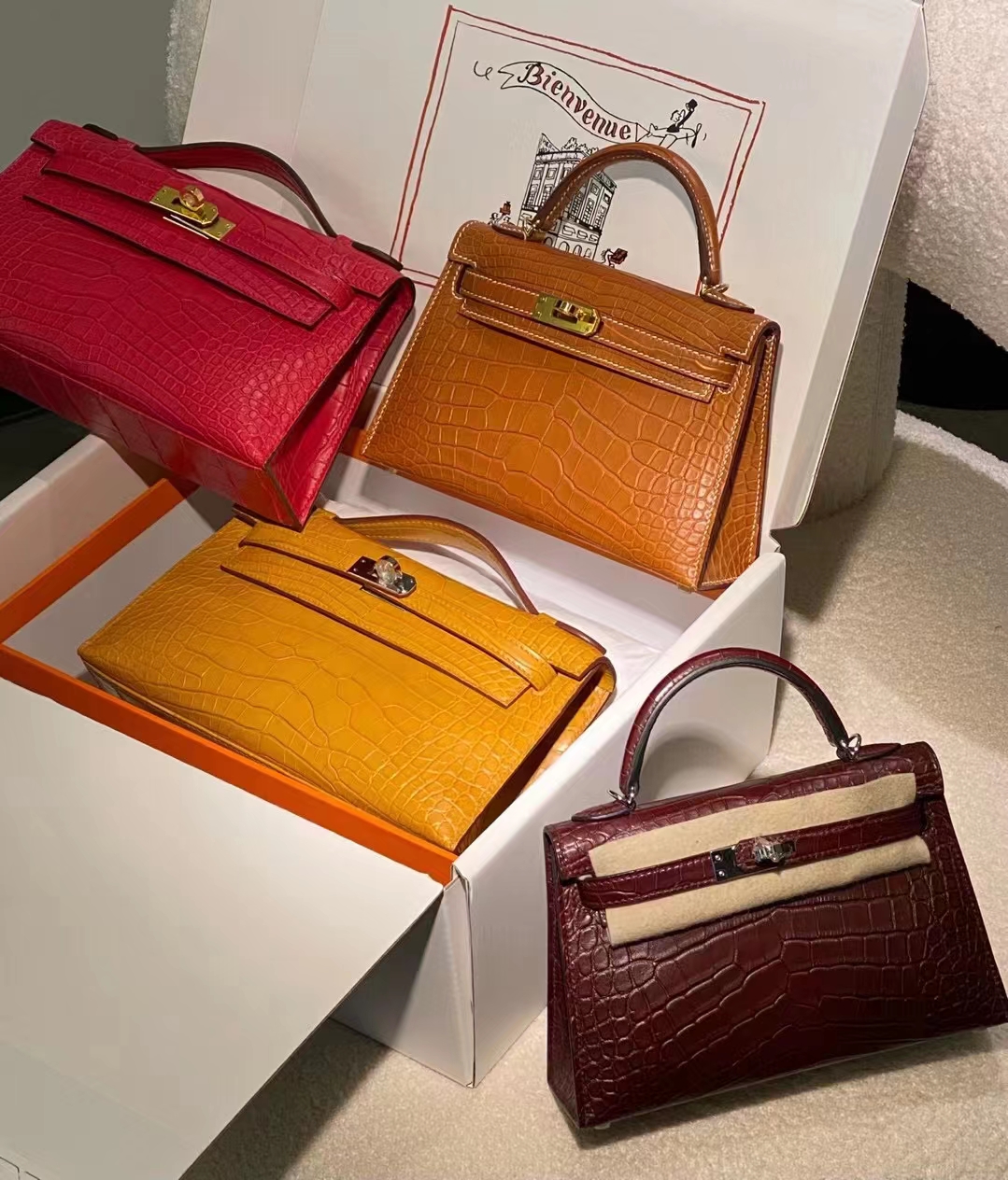 Hermes 爱马仕 迷你凯莉 MiniKelly 焦糖色 琥珀黄 天方夜谭紫 现货