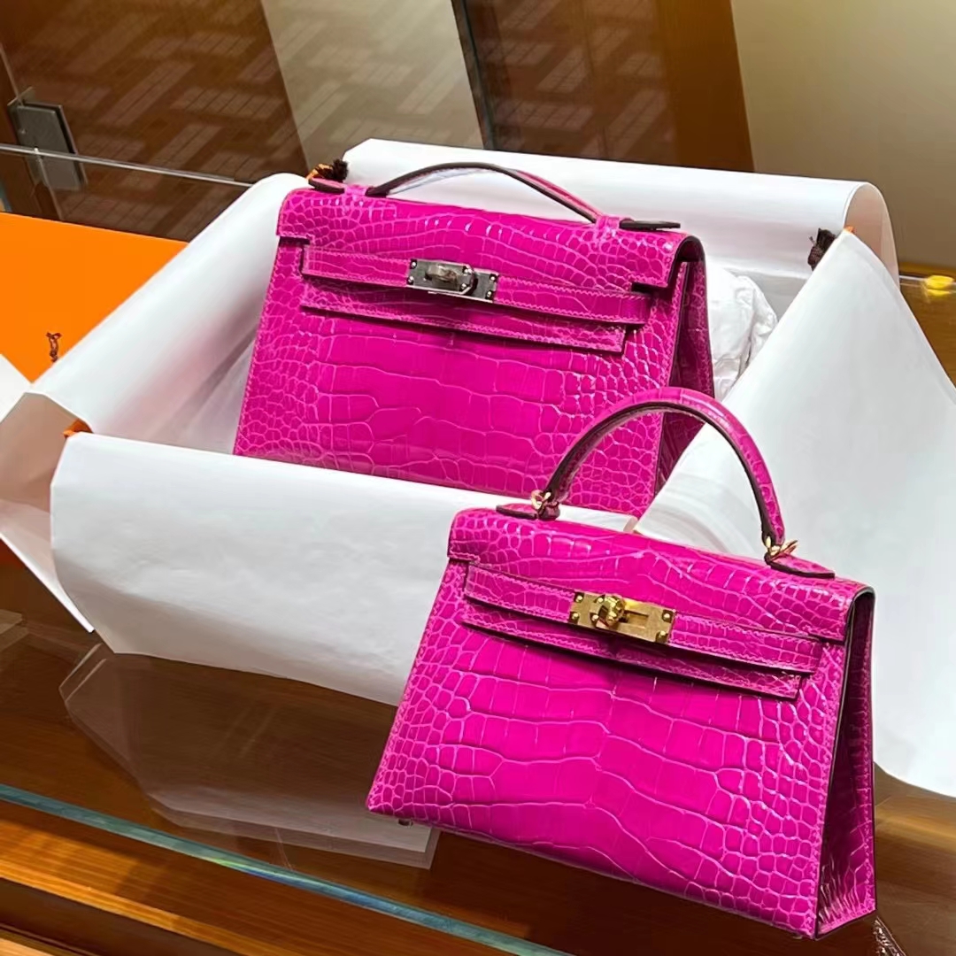 Kelly pochettgo 22cm 全手工 美洲鳄鱼 天方夜谭紫 现货