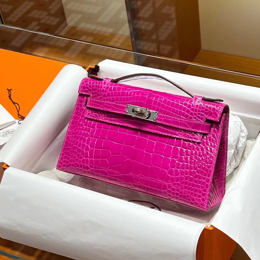 Kelly pochettgo 22cm 全手工 美洲鳄鱼 天方夜谭紫 现货