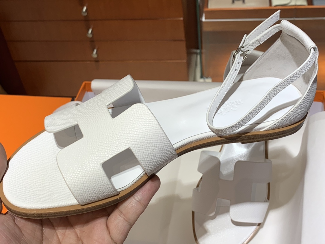 Santorini 爱马仕夏季小牛皮凉鞋 Size:35-41(正码) 纯手工定制 原厂进口牛皮 意大利树羔皮大底