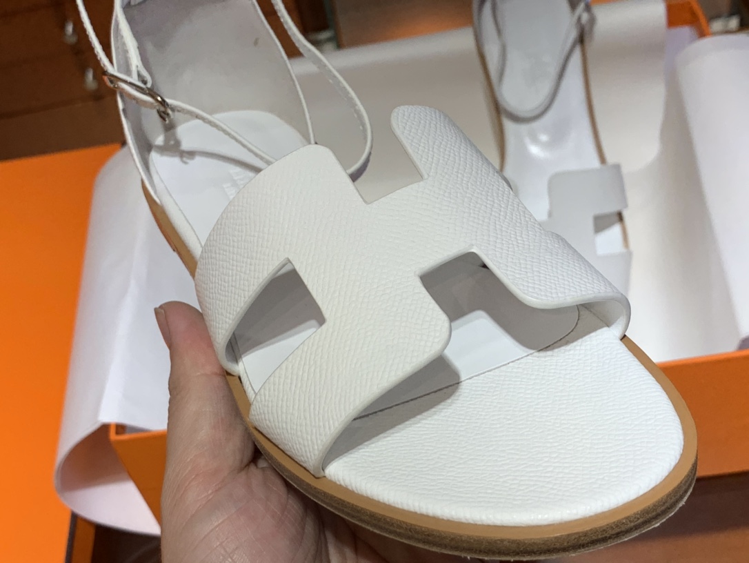 Santorini 爱马仕夏季小牛皮凉鞋 Size:35-41(正码) 纯手工定制 原厂进口牛皮 意大利树羔皮大底
