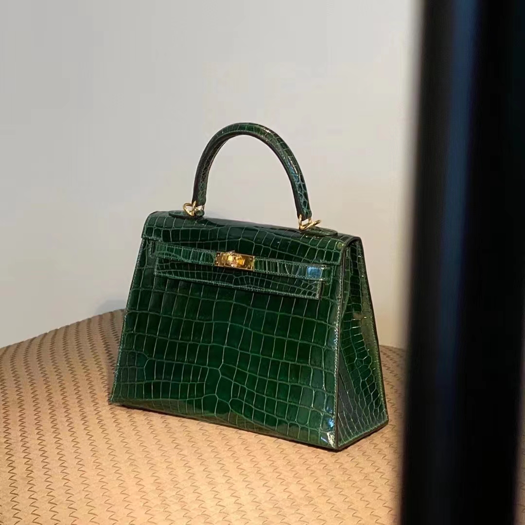 Kelly 25/28cm 美洲鳄鱼 全手工 祖母绿 金扣 银扣 ️现货