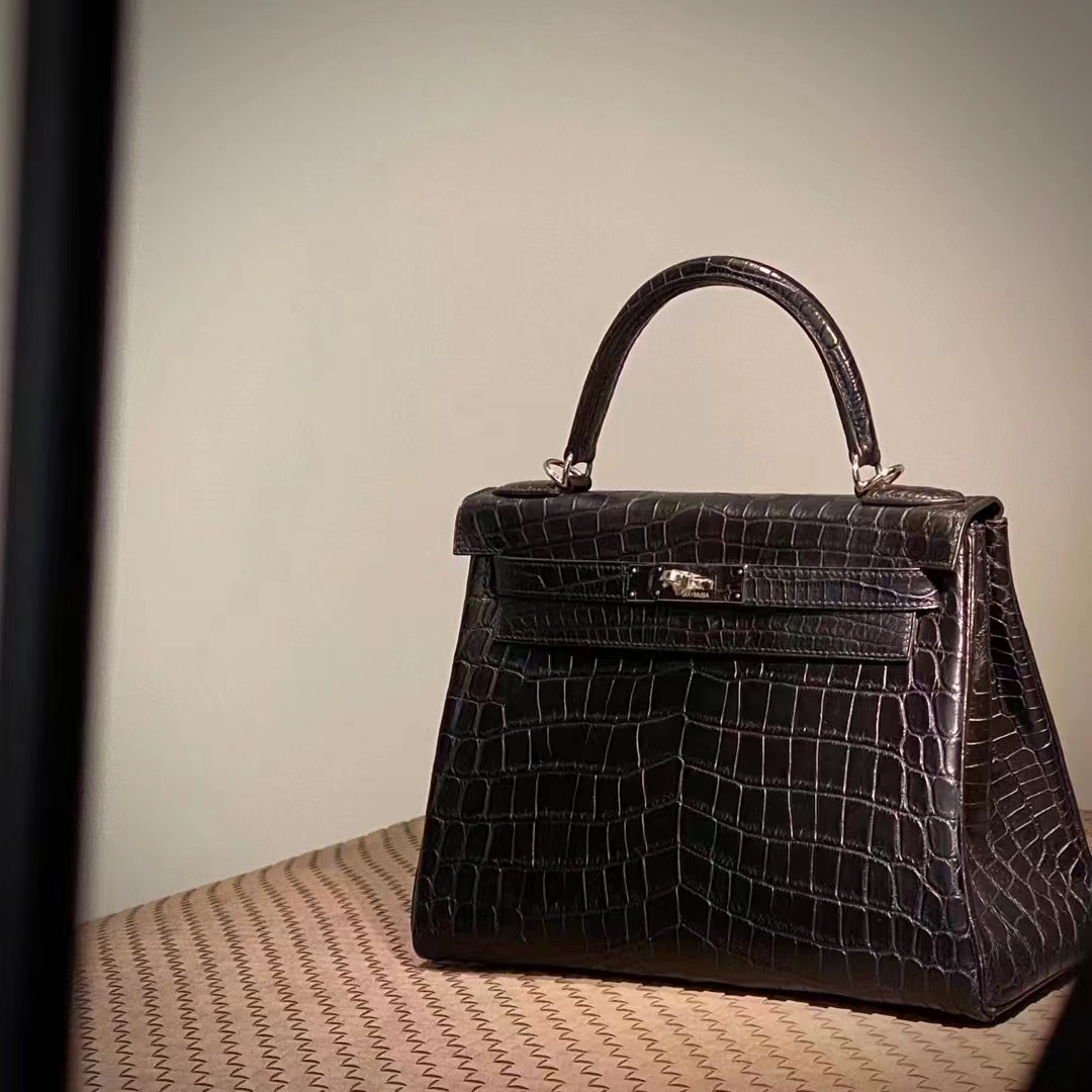 Kelly 25/28cm 美洲鳄鱼 全手工 黑色 金扣 银扣 ️现货