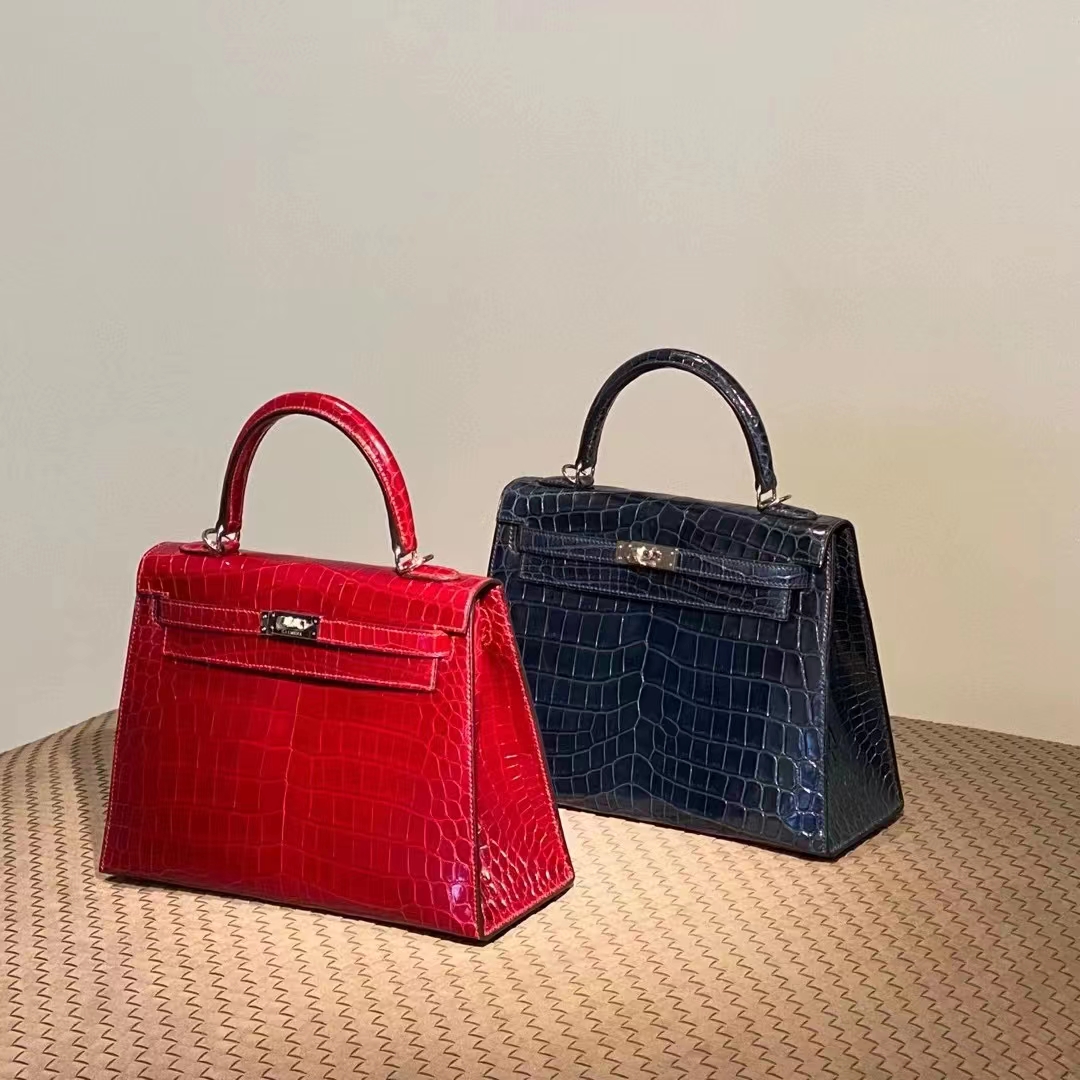 Kelly 25/28cm 美洲鳄鱼 全手工 法拉利红 金扣 银扣 ️现货