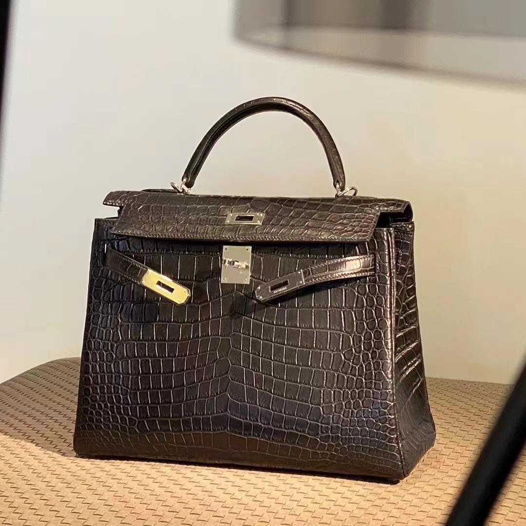 Kelly 25/28cm 美洲鳄鱼 全手工 黑色 金扣 银扣 ️现货