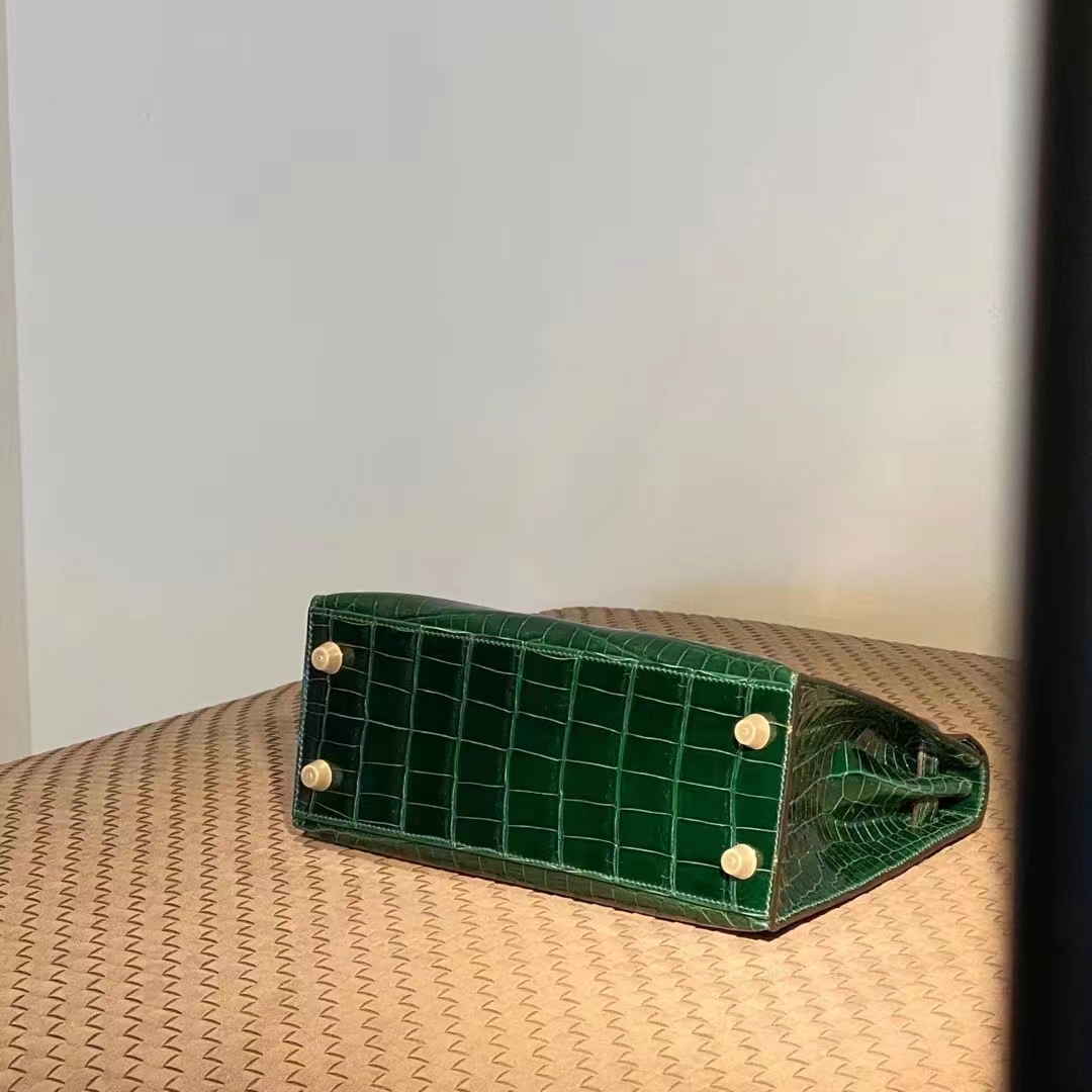 Kelly 25/28cm 美洲鳄鱼 全手工 祖母绿 金扣 银扣 ️现货