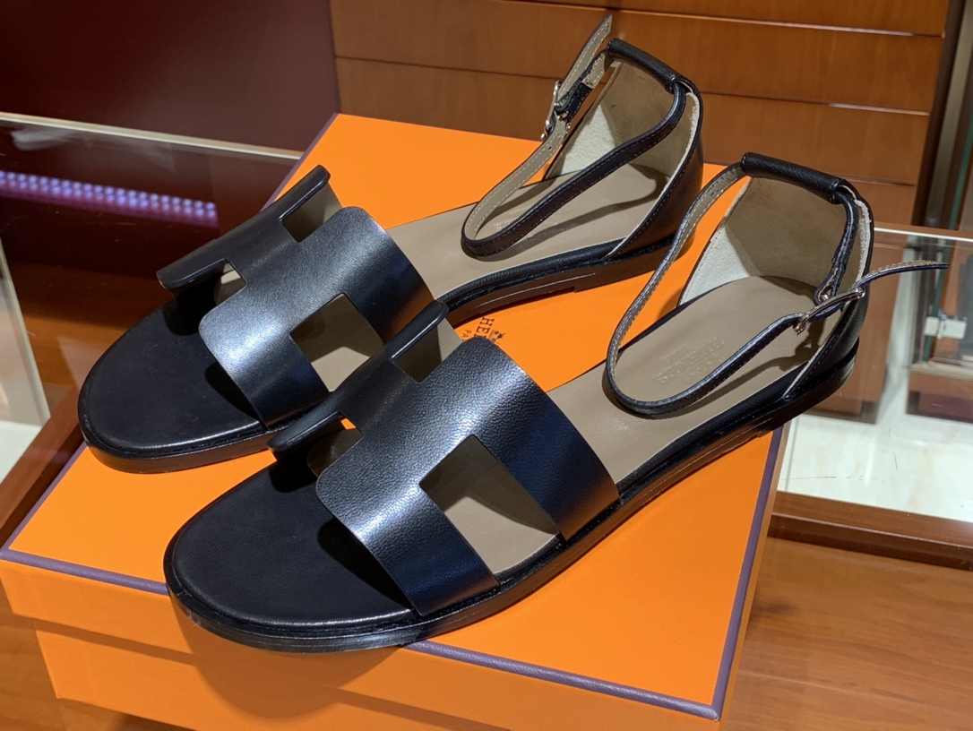 Santorini 爱马仕夏季小牛皮凉鞋 Size:35-41(正码) 纯手工定制 原厂进口牛皮 意大利树羔皮大底