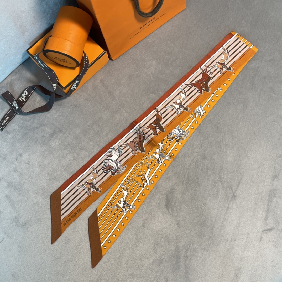 Hermes 2022年早春新款 真丝飘带 多种用途 6*100cm 100%真丝