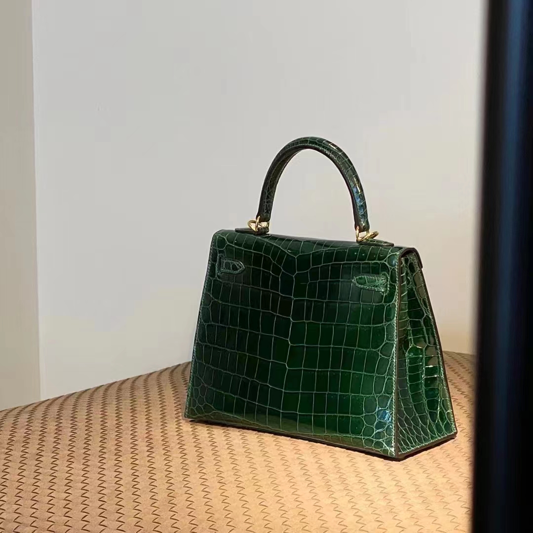 Kelly 25/28cm 美洲鳄鱼 全手工 祖母绿 金扣 银扣 ️现货