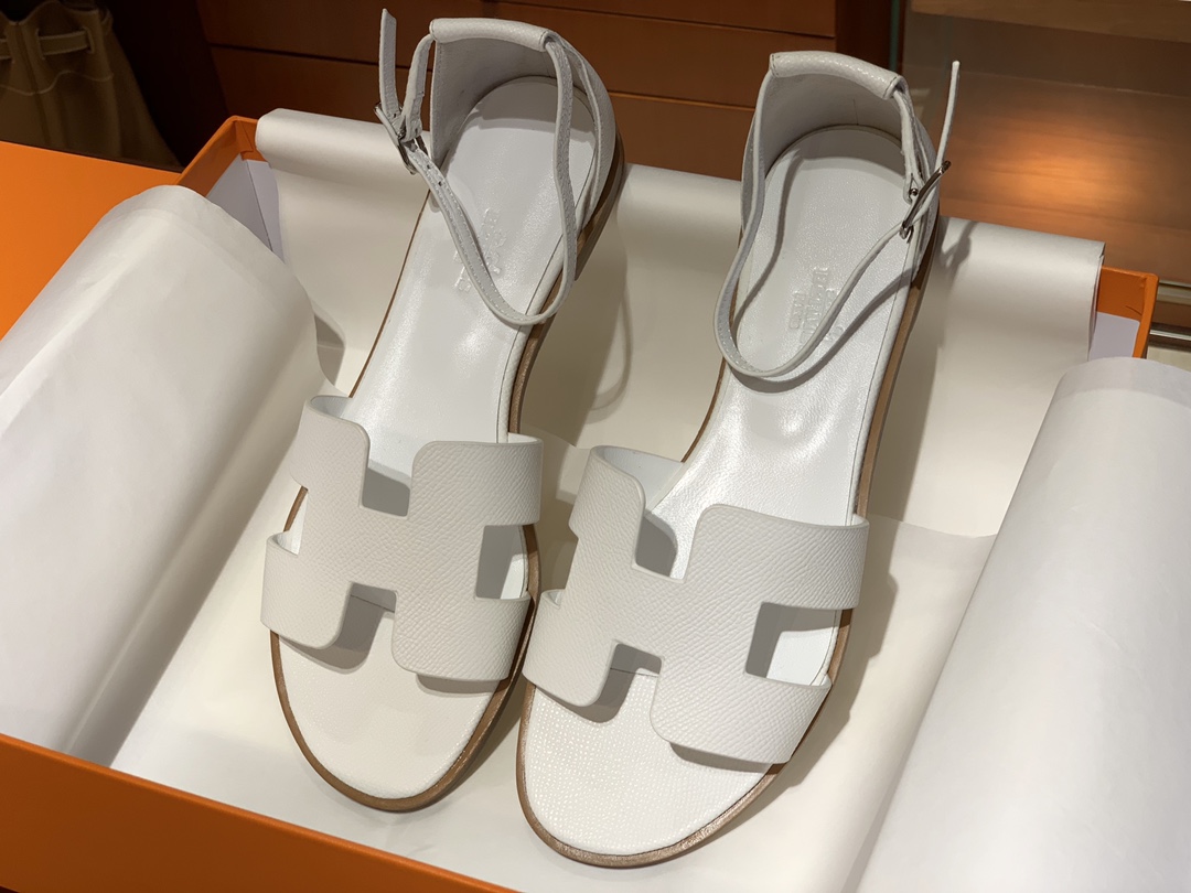 Santorini 爱马仕夏季小牛皮凉鞋 Size:35-41(正码) 纯手工定制 原厂进口牛皮 意大利树羔皮大底