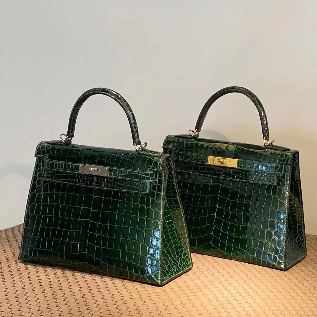 Kelly 25/28cm 美洲鳄鱼 全手工 祖母绿 金扣 银扣 ️现货