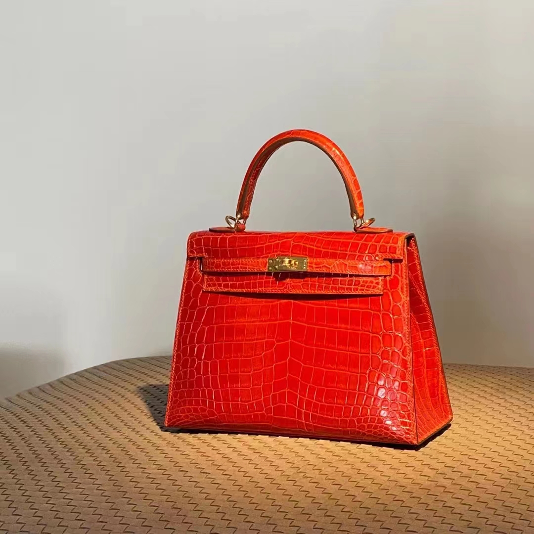 Kelly 25/28cm 美洲鳄鱼 全手工 国旗红 金扣 银扣 ️现货