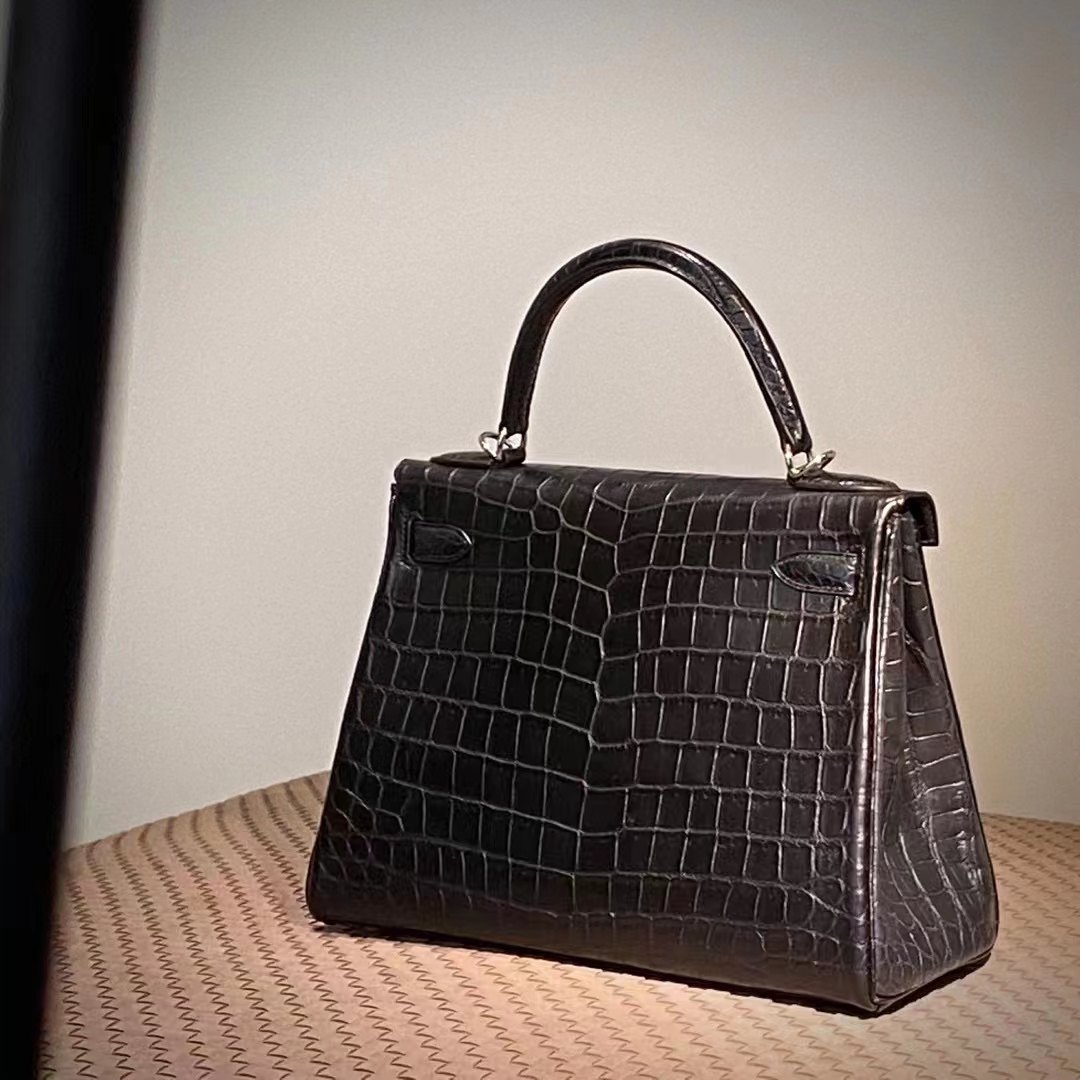 Kelly 25/28cm 美洲鳄鱼 全手工 黑色 金扣 银扣 ️现货